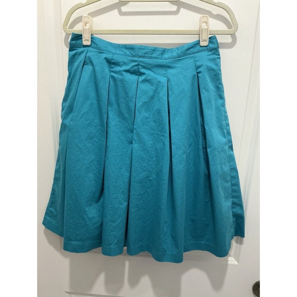 Talbots Skirt Petites Size 8 Women's Light Blue Pleated Zipper Closure